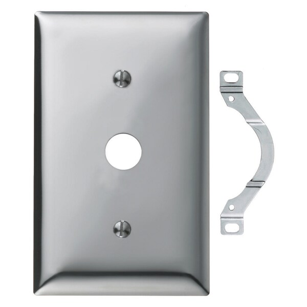 Hubbell Wiring Device-Kellems Wallplates and Boxes, Metallic Plates, 1- Gang, 1) .64" Opening, Standard Size, Chrome Plated Steel SCH12 - main